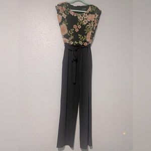 Floral wide leg romper